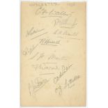 Worcestershire C.C.C. 1935. Album page signed in pencil by eleven Worcestershire players. Signatures