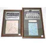 Yorkshire C.C.C. 1947 and 1949. Two album pages, each signed in ink by thirteen members of the