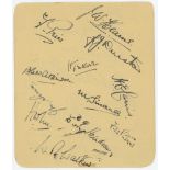 Middlesex C.C.C. 1933. Album page signed in black ink by twelve Middlesex players. Signatures are