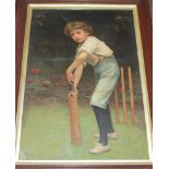 'Captain of the Eleven'. Pears advertising cricket print of evocative image of the boy cricketer