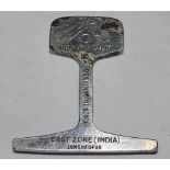 Commonwealth tour of India 1949/50. Steel presentation gift with engraved crossed bats and ball to