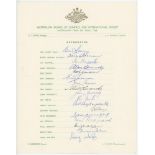 Australia tour to England 1968. Official autograph sheet for the tour, each nicely signed