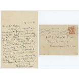 Archdale Palmer Wickham. Oxford University & Somerset 1876-1907. One page handwritten letter on East