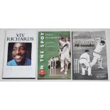 Signed cricket biographies. Three titles including 'Sir Vivian. The Definitive Autobiography', Viv