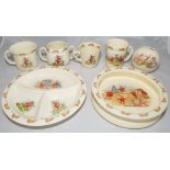 Royal Doulton 'Bunnykins' tableware series. Excellent collection of eleven original pieces of