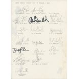 South Africa tour to England 1994. Unofficial autograph sheet fully signed by all eighteen members