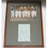 Yorkshire C.C.C. 1939. Album page very nicely signed in black ink by sixteen members of the