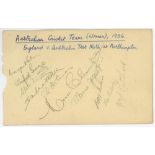 Australia Women's tour to England 1937. Album page with title in ink 'Australian Cricket Team (