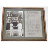 Yorkshire record opening partnership '555' 1932. Rare original commemorative silk scorecard for