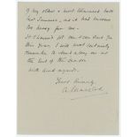 Alastair McLeod. Hampshire 1914-1938. Two page handwritten letter from McLeod replying to a