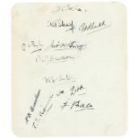 Leicestershire C.C.C. 1922. Album page containing eleven signatures in ink of the Leicestershire