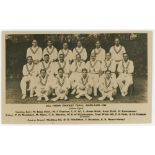 'All India Cricket Team, England 1936'. Official mono real photograph postcard of the India team