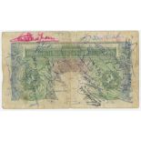 Surrey C.C.C. c1956. Original one pound (£1) Bank of England banknote, signed in various coloured