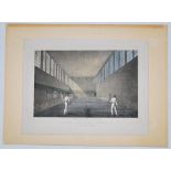 'Games with the Ball- Tennis. The Court at Lord's'. R.S. Groom c1850. Hand coloured lithograph of