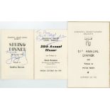 Signed cricket menus 1960s-1980s. Eight menus al signed or multi-signed by attendees. Menus
