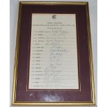 West Indies 1988. Official autograph sheet of the seventeen members of the West Indies touring party