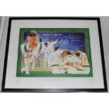 'Shane Warne- A True Ashes Cricketing Legend'. Large colour limited edition print of Warne in