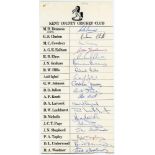 Kent C.C.C. 1974. Official autograph sheet fully signed by all nineteen listed players. Signatures