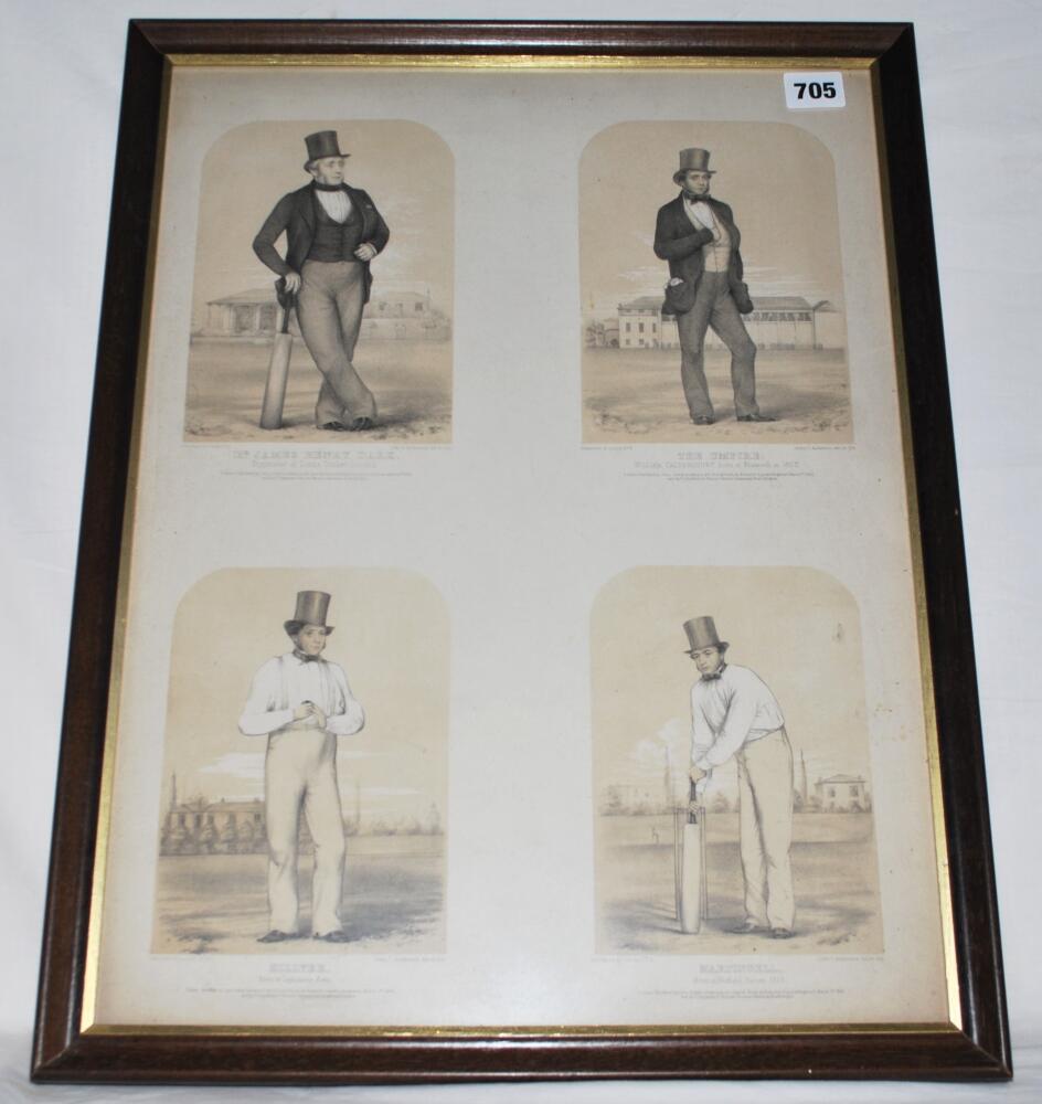 'Sketches at Lord's'. Large original lithograph sheet comprising four coloured lithographs of 'Mr