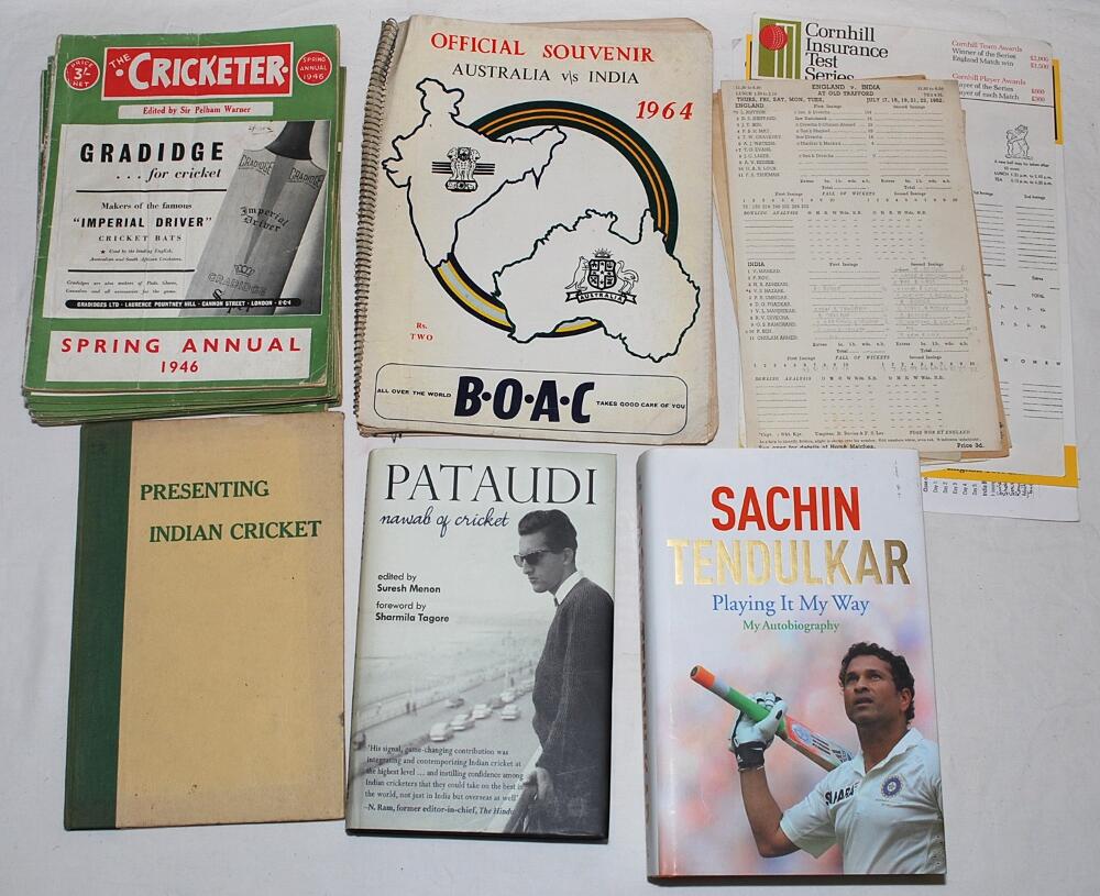 Indian cricket 1940s-2010s. Small box including an official souvenir pre-tour brochure for the