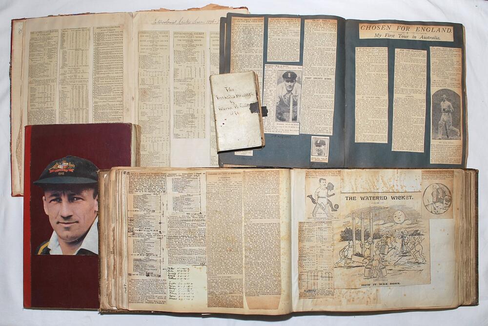 Cricket scrapbooks 1870s-1990s. A large selection of over forty scrapbook albums in three boxes