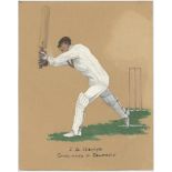 Surrey cricketers 1923/24. Four original watercolour paintings of four Surrey and England cricketers