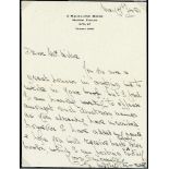 Edmund Mitchell Crosse. Northamptonshire 1905-1910. Single page handwritten letter in ink from