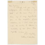 Arthur Kenelm Watson. Oxford University & Middlesex 1886-1894. Single page handwritten letter in ink