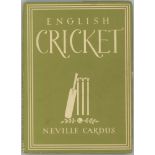 'English Cricket'. Neville Cardus. First edition, London 1945. Nice handwritten dedication to 'Peter