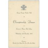 Surrey County Cricket Club 'County Champions' Annual Dinner 1953. Official menu for the Dinner