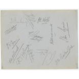 Surrey C.C.C. 1934. Album page signed in pencil by thirteen Surrey players. Signatures include