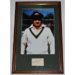 Don Bradman 1948. Nice signature in ink of Don Bradman on small page mounted below a colour