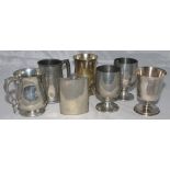 Dennis Brian Close. Yorkshire, Somerset & England 1949-1977. Six pewter tankards, goblets and a