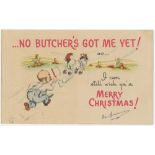 Don Bradman. A Christmas card sent to the original vendor by Bradman from Australia c1949/50. The