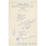 South Africa 1964/65. 'Marine Hotel, Port Elizabeth' letterhead signed in ink by the twelve