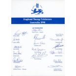 England, Lions and Young England tours 1990-2013. Official autograph sheets for England Young