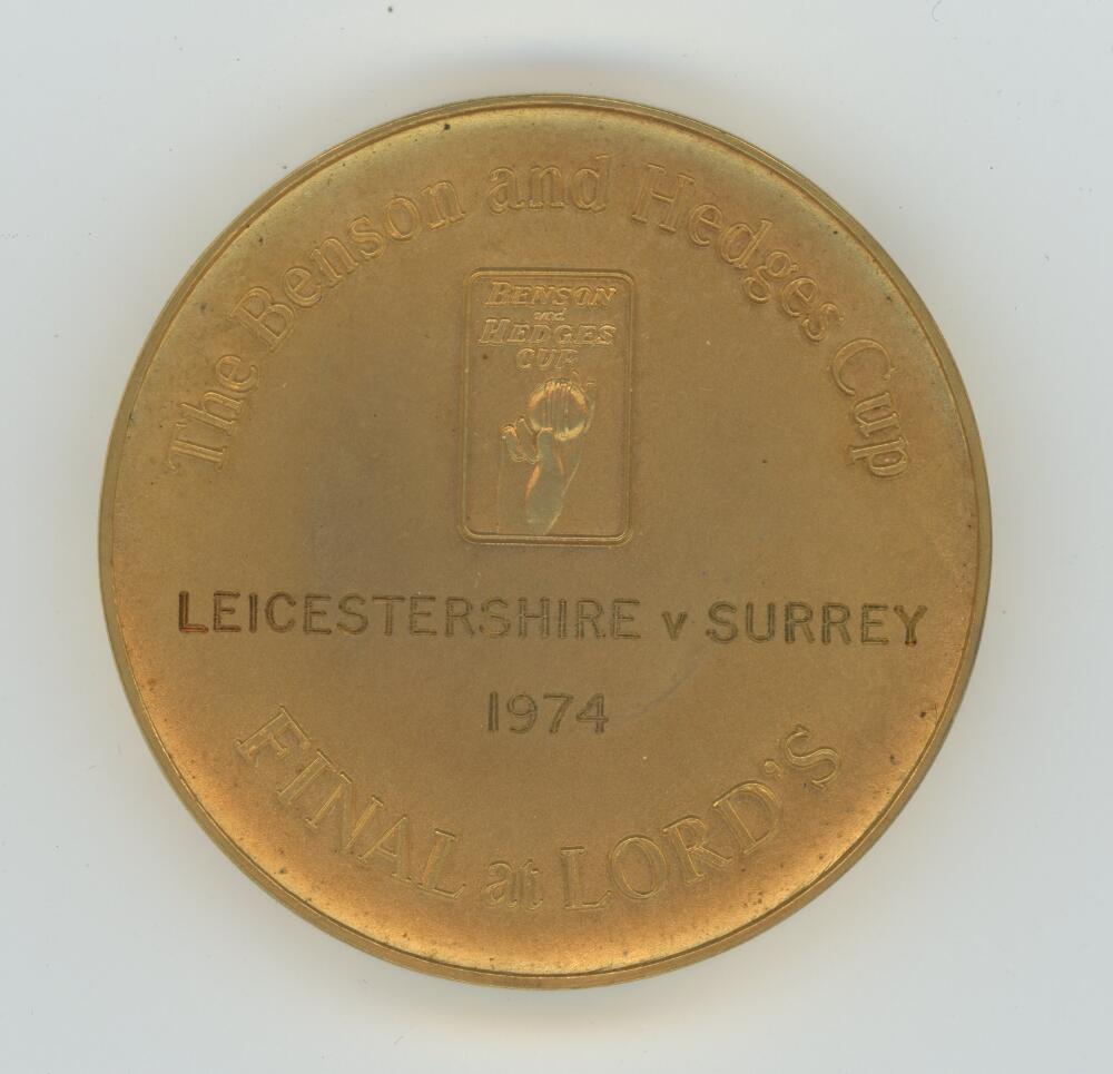 John Hugh Edrich. Surrey & England 1956-1978. Benson and Hedges Cup Final gold metal medallion