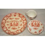 'Queen Victoria 1837-1897'. Commemorative red/brown printed rack plate with Queen Victoria and