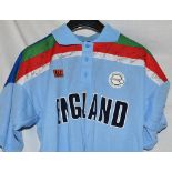 England. Benson & Hedges World Cup 1992. England pale blue short sleeve shirt with blue, green,