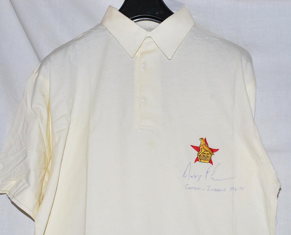 Andy Flower, Captain of Zimbabwe 1994/95. White Zimbabwe Test shirt signed by Flower to chest.