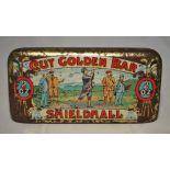 'Shieldhall' Cut Golden Bar'. Victorian 2oz tobacco tin with golfing scene to lid. Manufactured by