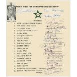 Pakistan tour to Australia and West Indies 1976-77. Official autograph sheet fully signed by all