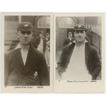 Maurice Leyland and Percy Holmes. Yorkshire & England. Two official mono postcards, each depicting