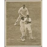 Harry Stanley Squires. Surrey 1928-1949. Original sepia press photograph of Stan Squires playing a