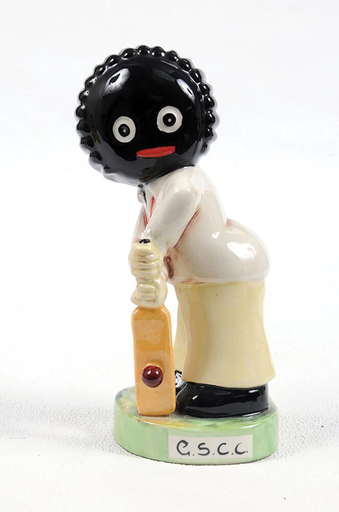 'Golliwog Cricketer'. Large handpainted ceramic figure of a golliwog batsman made by Carltonware. To