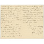 Levi George Wright. Derbyshire 1883-1909. Four page handwritten letter in ink from Wright with