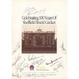 Australia. 'Celebrating 100 Years of Sheffield Shield Cricket'. Official menu for the dinner held at