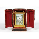 Sporting carriage/travel clock. Excellent exquisite brass carriage/travel clock, with sporting