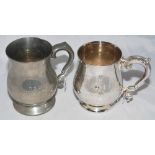 Dennis Brian Close. Yorkshire, Somerset & England 1949-1977. Two pewter pint tankards engraved 'D.B.