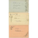 Australia tour to England 1902. Three album pages with printed floral decoration, signed back to